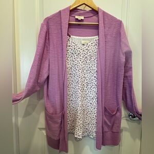 LOFT Floral Pink and White Top